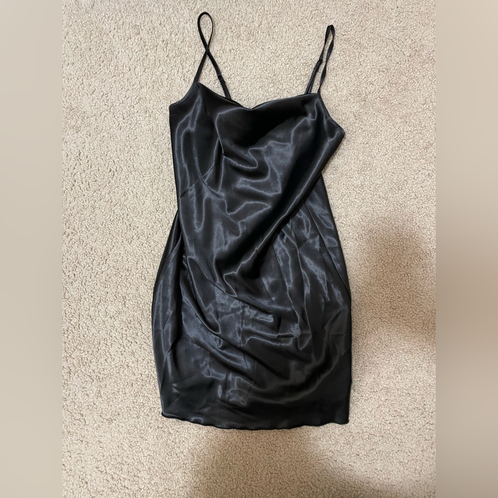Back Satin Cowl-Neck Mini Dress